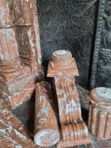 Marble columns fireplace with overmantel 